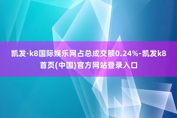 凯发·k8国际娱乐网占总成交额0.24%-凯发k8首页(中国)官方网站登录入口